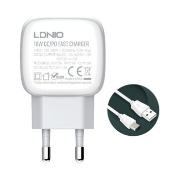 Kucni punjac LDNIO A2313Q PD + QC3.0 sa micro USB kablom