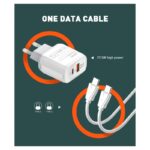 Kucni punjac LDNIO A2421C 22.5W PD + Fast Charger sa Type C kablom beli - Slika 3