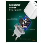 Kucni punjac LDNIO A2421C 22.5W PD + Fast Charger sa Type C na iPhone lightning kablom beli - Slika 13