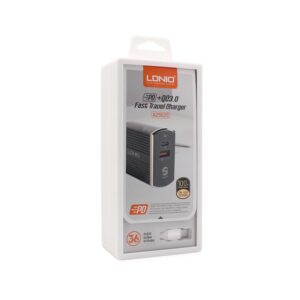 Kucni punjac LDNIO A2502C Quick Charge 3.0 PD+USB 5V 3A sa iPhone lightning kablom crni