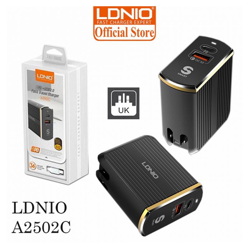 Kucni punjac LDNIO A2502C Quick Charge 3.0 PD+USB 5V 3A sa Type C kablom crni