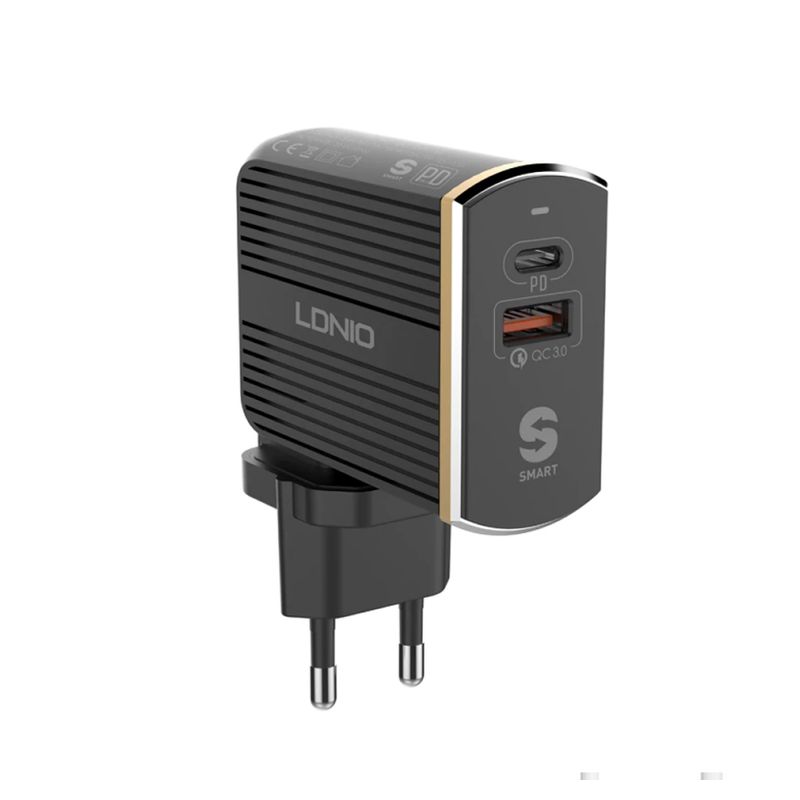 Kucni punjac LDNIO A2502C Quick Charge 3.0 PD+USB 5V 3A sa Type C kablom crni