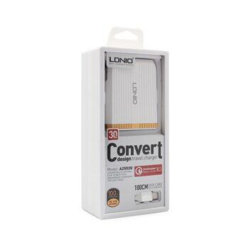 Kucni punjac LDNIO A2502Q Quick Charge 3.0 2xUSB 5V 2.4A sa iPhone lightning kablom beli