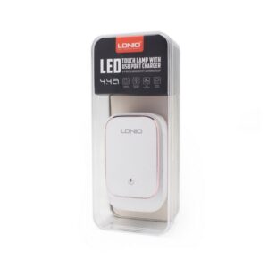 Kucni punjac LDNIO A4405 4xUSB 5V 4.4A LED Lamp sa iPhone lightning kablom beli
