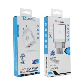 Kucni punjac Teracell Evolution TC-03 QC3.0 2.4A sa Type C kablom beli
