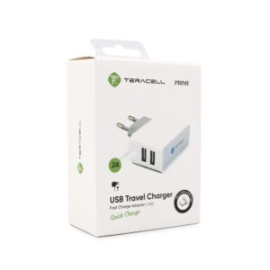 Kucni punjac Teracell Prime USB2 2A sa micro USB kablom beli