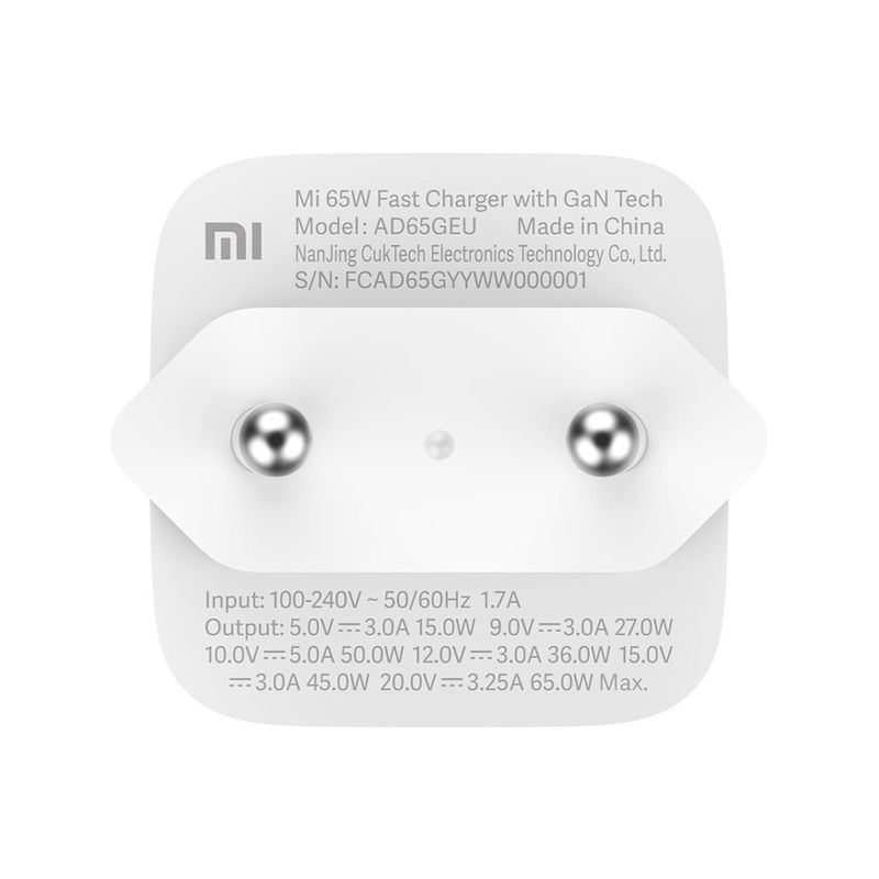 Kucni punjac Xiaomi PD 65W sa Type C kablom beli