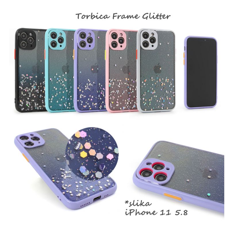 Maskica Frame Glitter za iPhone 12 6.1 ljubicasta
