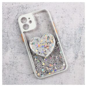 Maskica Glitter Heart za iPhone 12 Mini 5.4 bela