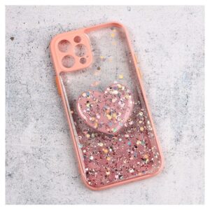 Maskica Glitter Heart za iPhone 12 Pro 6.1 roze