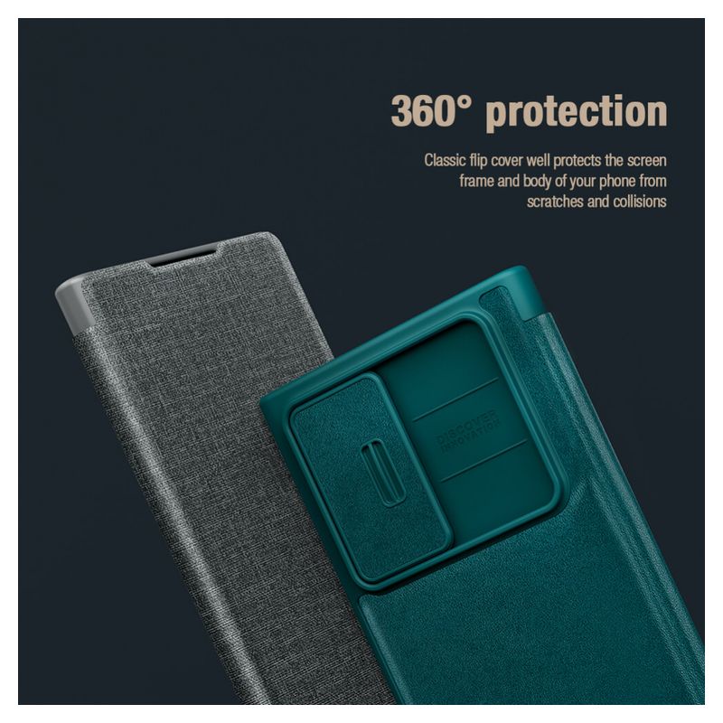 Maskica Nillkin Qin Pro Leather za Samsung S908B Galaxy S22 Ultra 5G siva