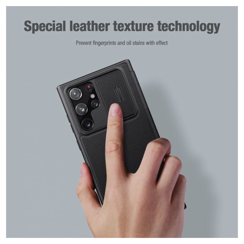Maskica Nillkin Qin Pro Leather za Samsung S908B Galaxy S22 Ultra 5G siva