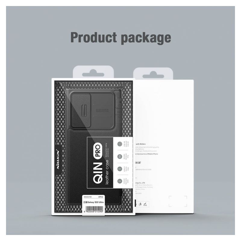 Maskica Nillkin Qin Pro Leather za Samsung S908B Galaxy S22 Ultra 5G siva