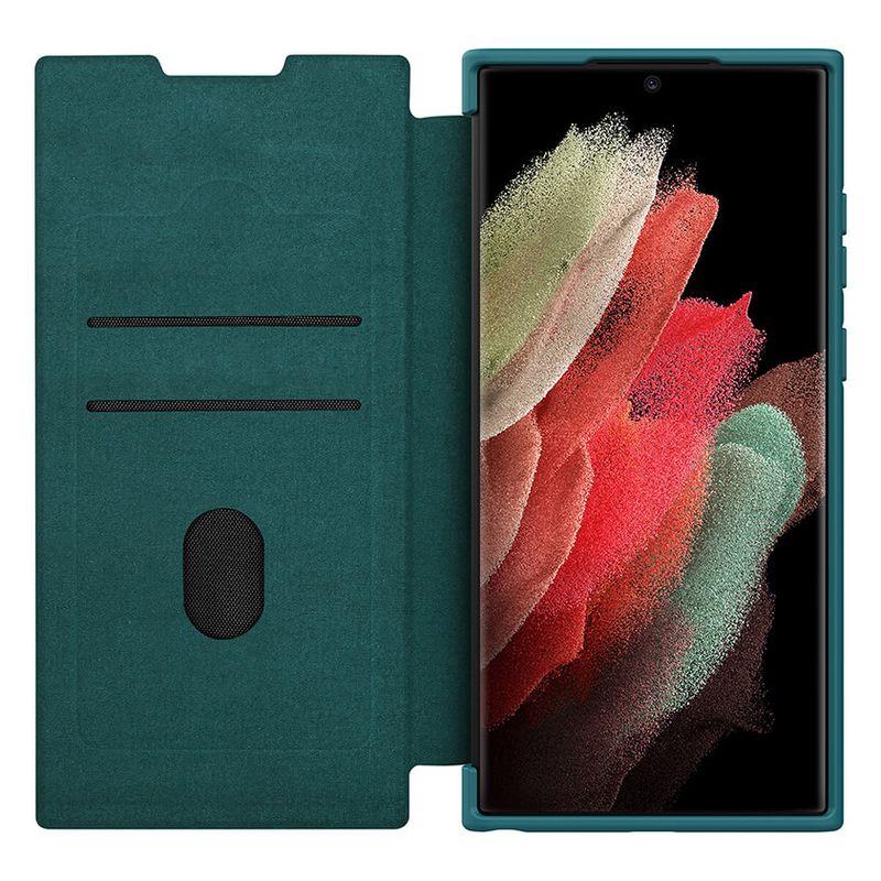 Maskica Nillkin Qin Pro Leather za Samsung S908B Galaxy S22 Ultra 5G zelena
