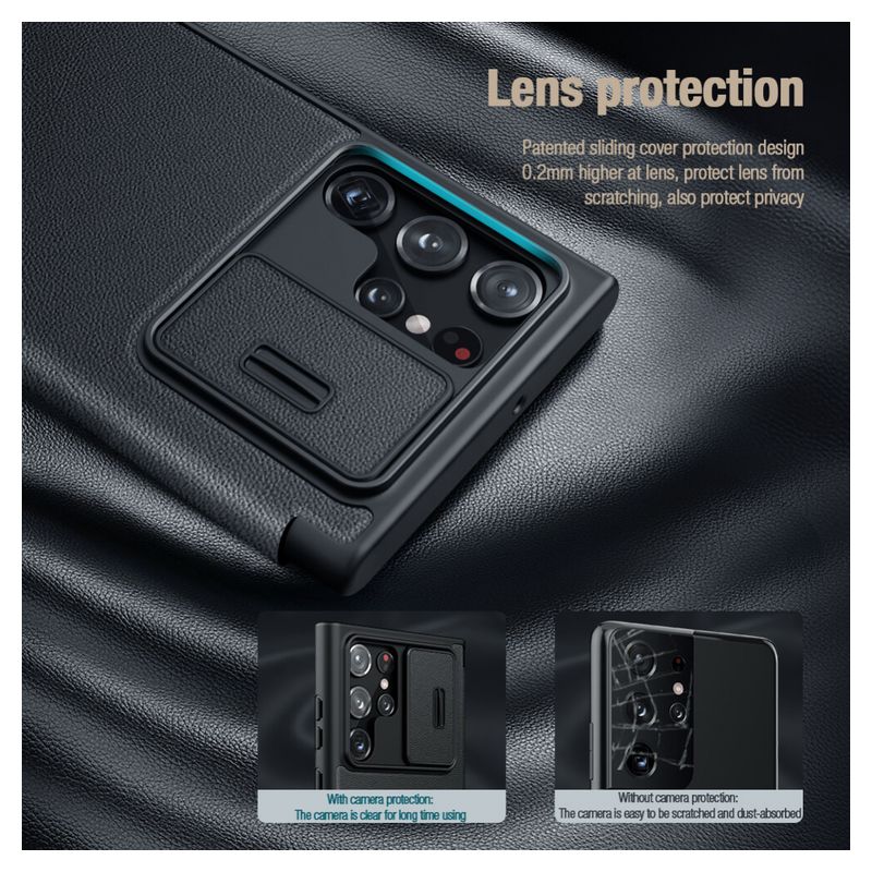 Maskica Nillkin Qin Pro Leather za Samsung S908B Galaxy S22 Ultra 5G zelena