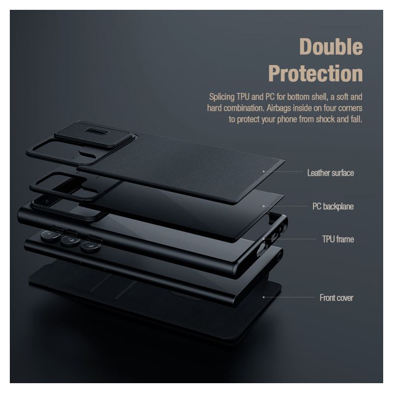 Maskica Nillkin Qin Pro Leather za Samsung S908B Galaxy S22 Ultra 5G zelena