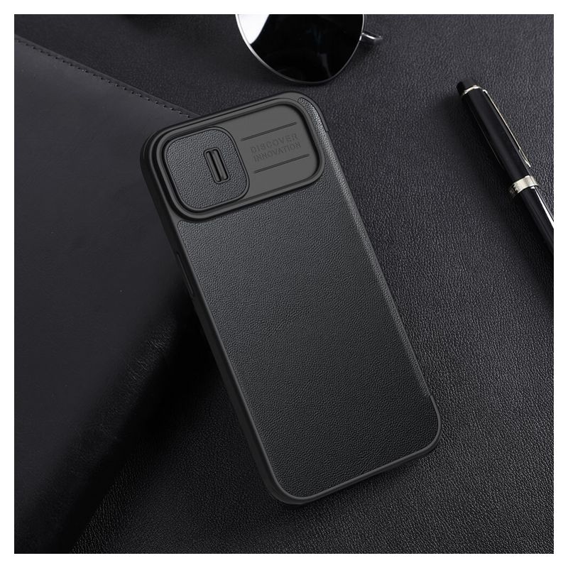Maskica Nillkin Qin Pro (plain leather) za iPhone 14 6.1 crna