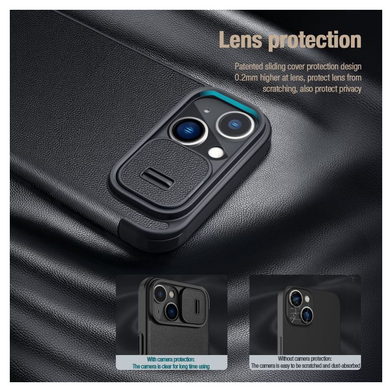 Maskica Nillkin Qin Pro (plain leather) za iPhone 14 6.1 crna