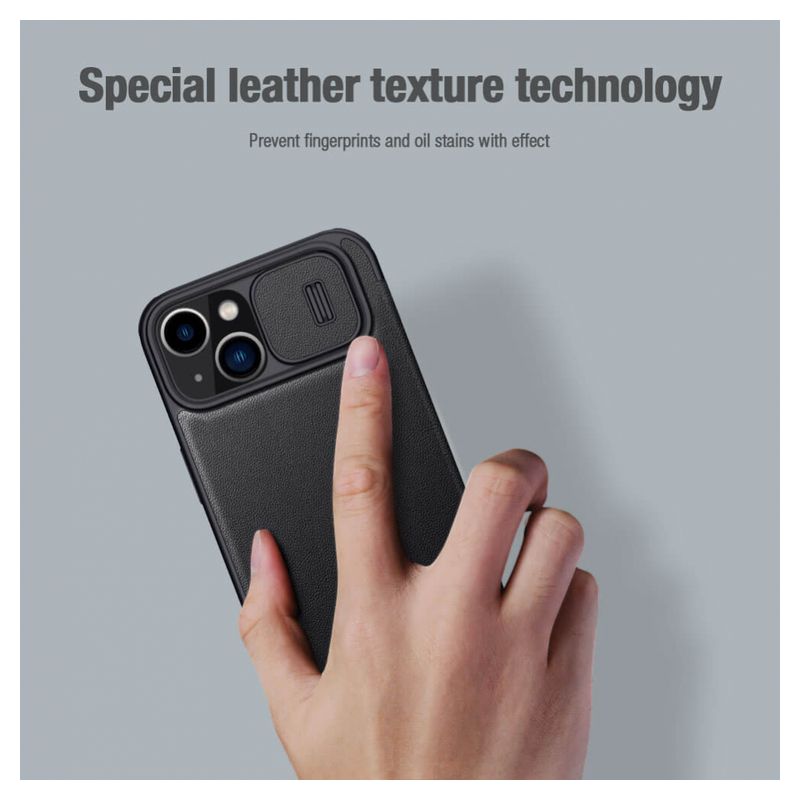 Maskica Nillkin Qin Pro (plain leather) za iPhone 14 6.1 crna