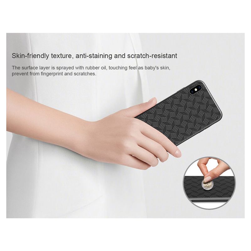 Maskica Nillkin Synthetic Fiber Plaid za iPhone X/XS crna