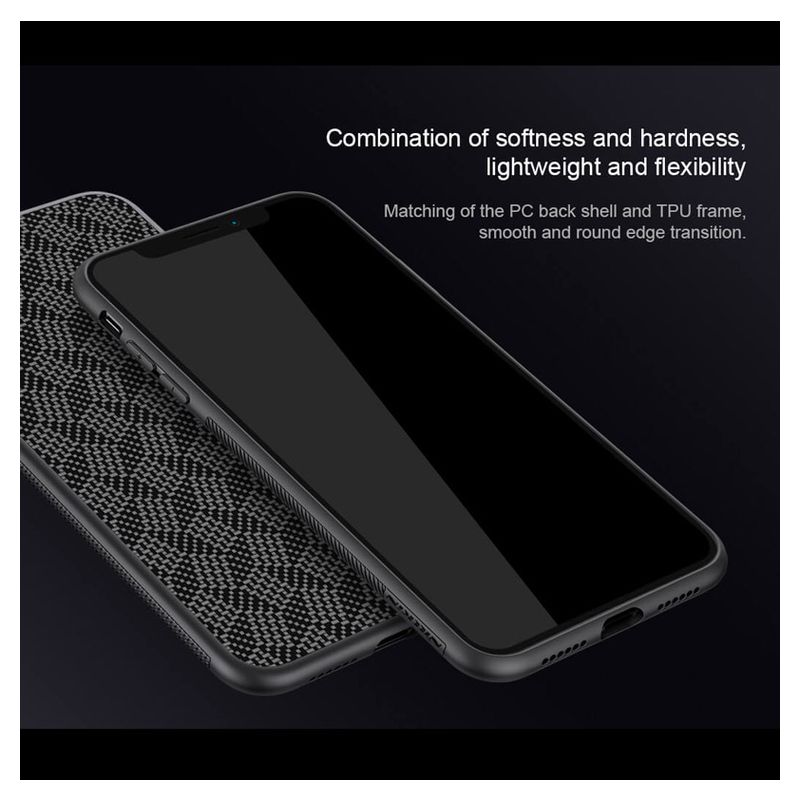 Maskica Nillkin Synthetic Fiber Plaid za iPhone X/XS crna