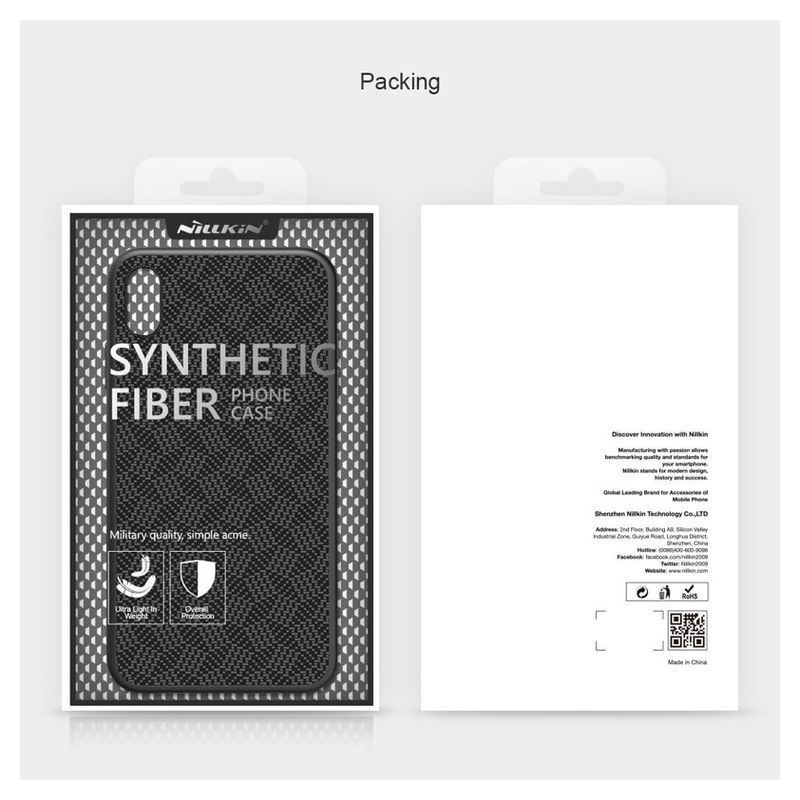 Maskica Nillkin Synthetic Fiber Plaid za iPhone X/XS crna
