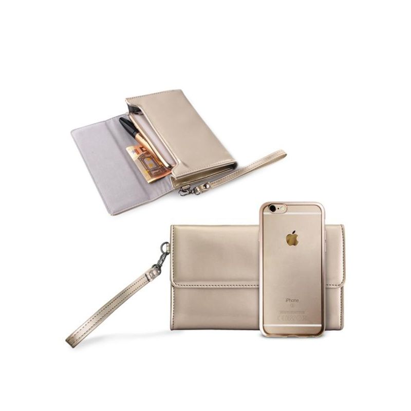 Maskica Puro Metal Duo za iPhone 6/6S + satenska torbica zlatna