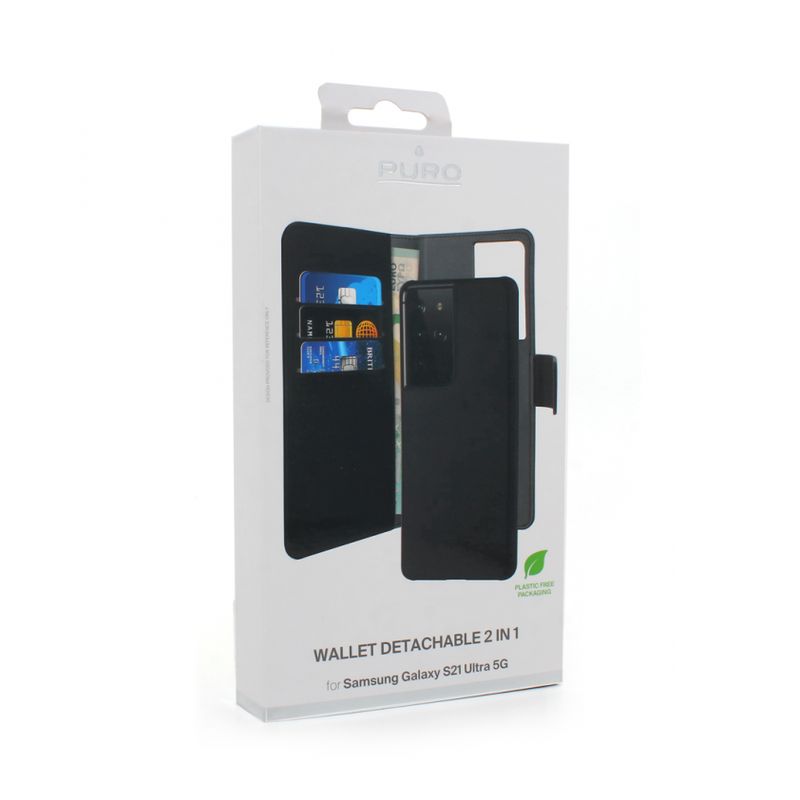 Maskica Puro novcanik 2u1 za Samsung G998B Galaxy S21 Ultra crna