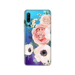 Maskica Silikonska Print Skin za Huawei P30 Lite Luxury Pink Flowers