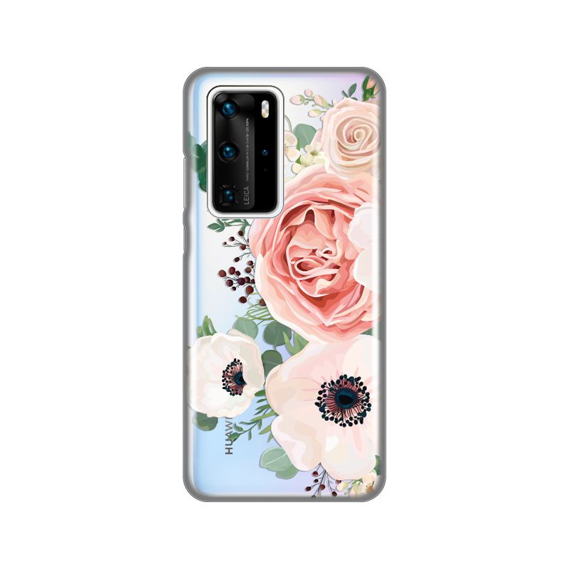 Maskica Silikonska Print Skin za Huawei P40 Pro Luxury Pink Flowers