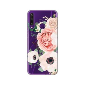 Maskica Silikonska Print Skin za Huawei Y6p Luxury Pink Flowers