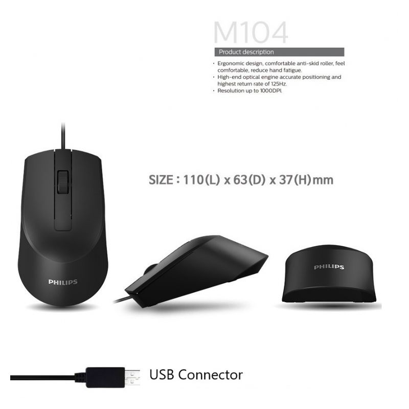Mis Philips M104 crni