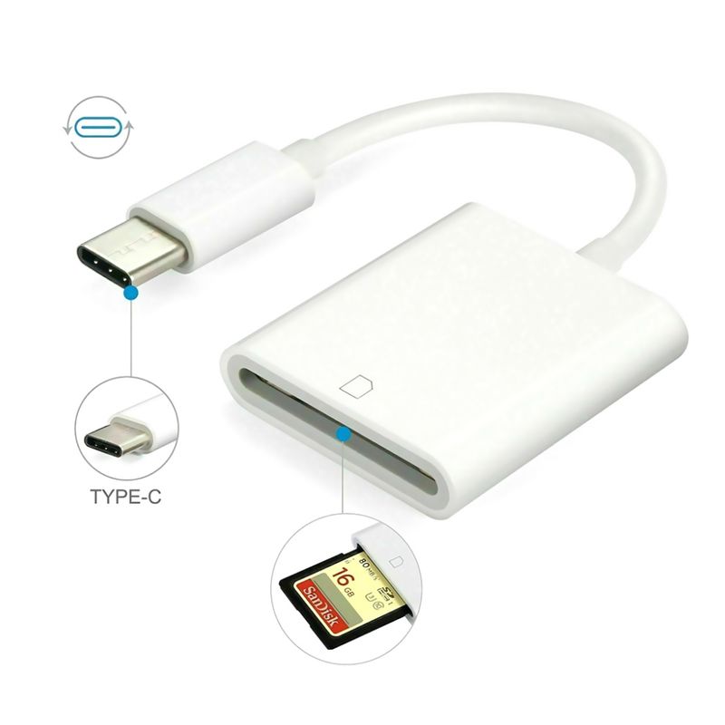 OTG adapter Type C citac kartica TF/SD beli