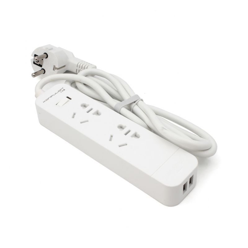 Produzni kabl KONFULON P01 1.5m 2xAC (250V/10A) + 2xUSB (5V/2.4A) beli