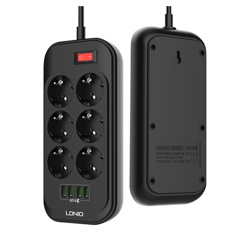 Produzni kabl LDNIO SE6403 6 uticnica 4xUSB 2.0m