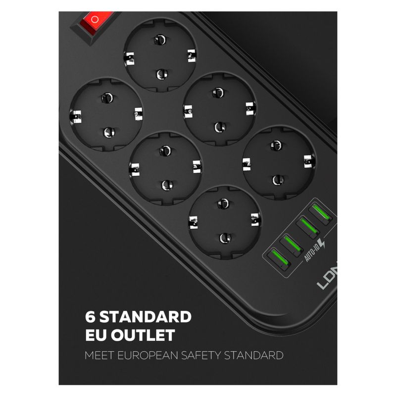 Produzni kabl LDNIO SE6403 6 uticnica 4xUSB 2.0m