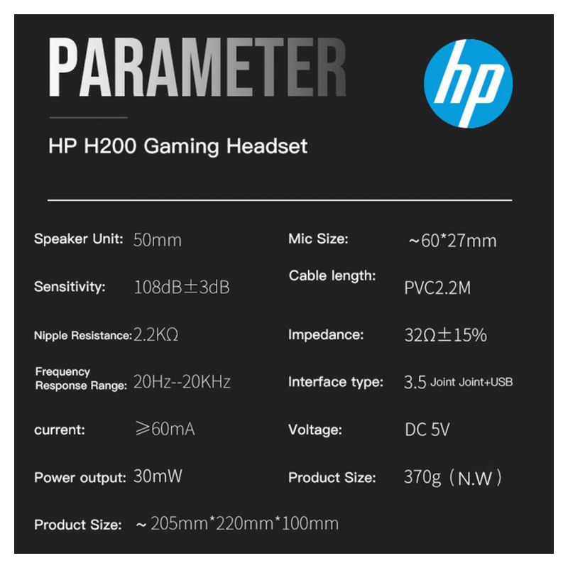 Slusalice Gaming HP H200GS 7.1 crne