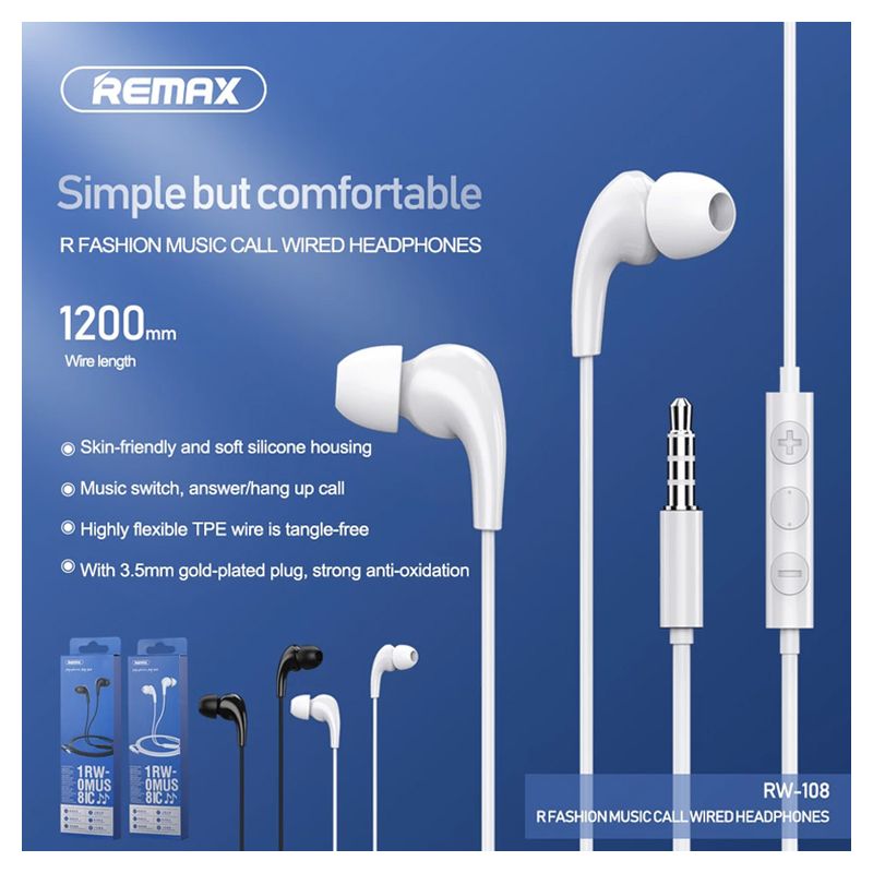 Slusalice REMAX Wired RW-108 3.5 mm crne