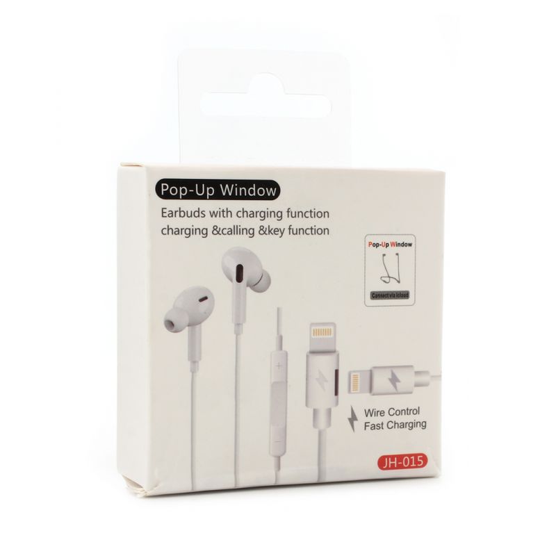 Slusalice sa adapterom za punjenje JH-015 za iPhone lightning bele