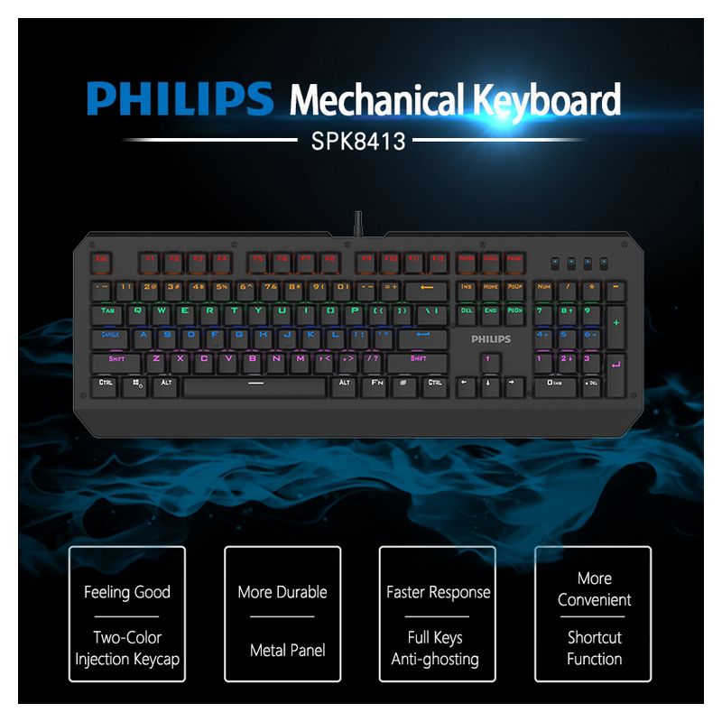 Tastatura Gaming Philips G413 RGB mehanicka crna