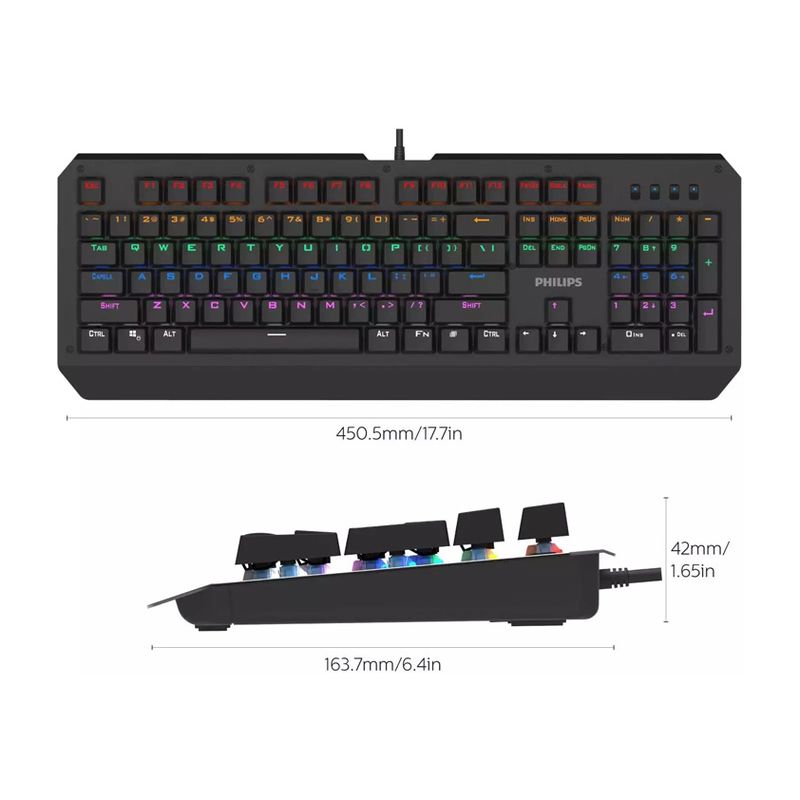 Tastatura Gaming Philips G413 RGB mehanicka crna