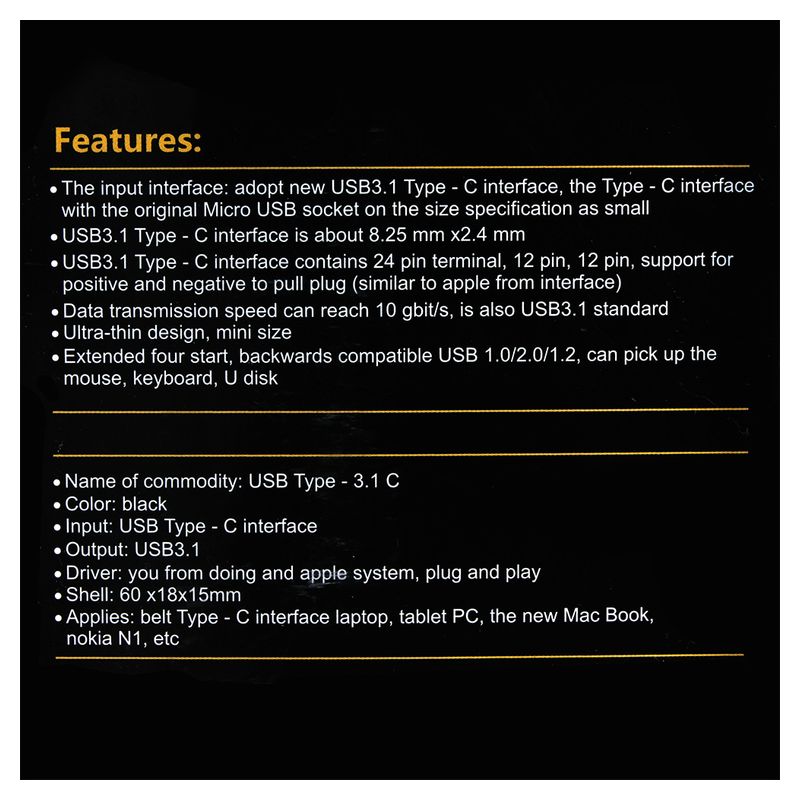 USB 3.1 Type C HUB 4 porta (P-3101) crni