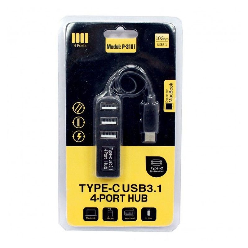 USB 3.1 Type C HUB 4 porta (P-3101) crni