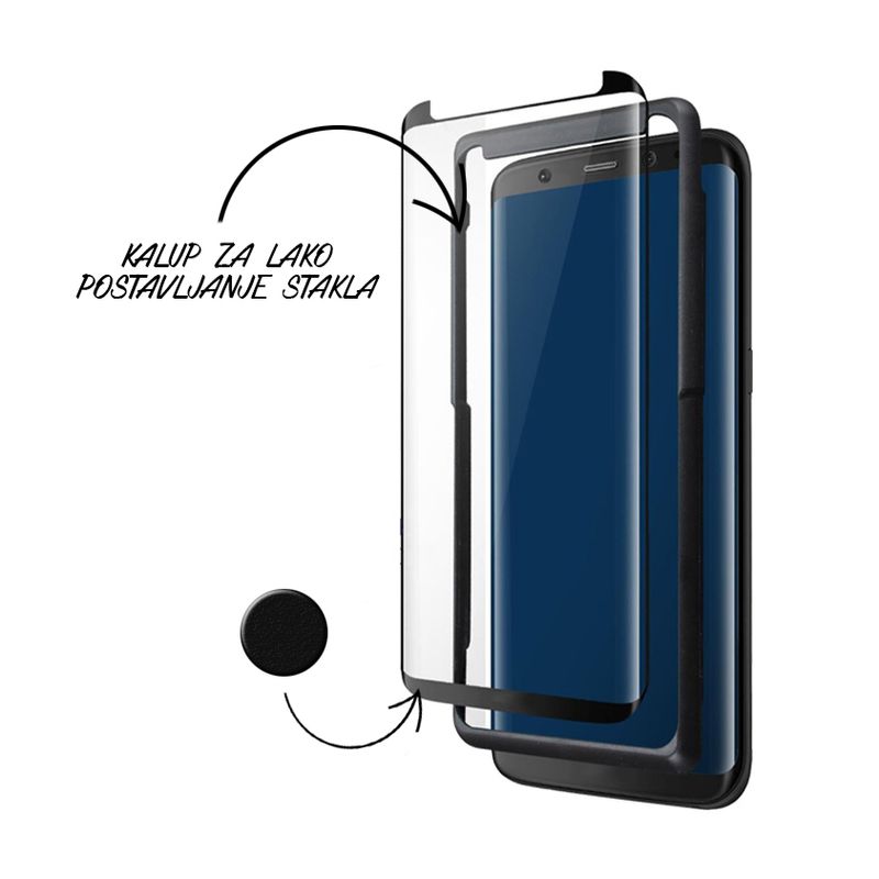 Zaštitno Staklo full glue za Samsung G955 S8 Plus zakrivljeni crni