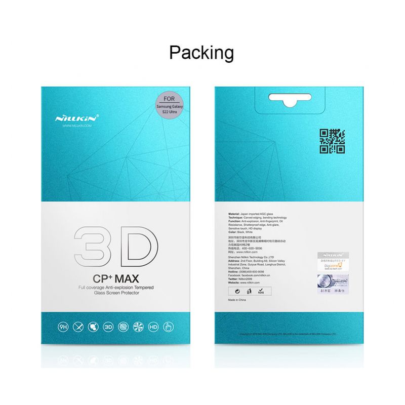 Zaštitno Staklo Nillkin 3D CP+Max za Samsung S908B Galaxy S22 Ultra 5G crni