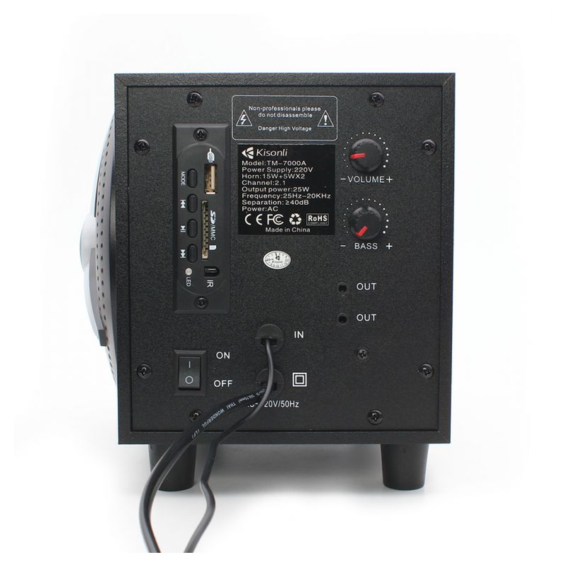 Zvucnik Kisonli TM-7000A 2.1 sistem remote microSD LED crni