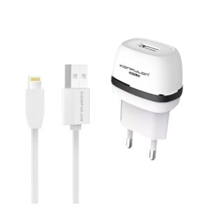 Kucni punjac KONFULON C25+S05 2xUSB 5V 1A sa iPhone lightning kablom belo crni