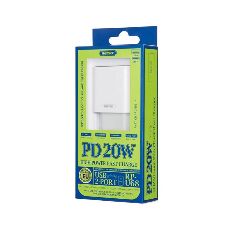 Kucni punjac REMAX RP-U68 QC+PD Fast charger 20W beli