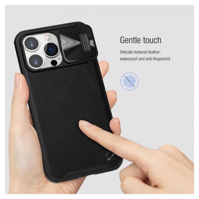 Maskica Nillkin CamShield Leather za iPhone 13 Pro 6.1 ljubicasta