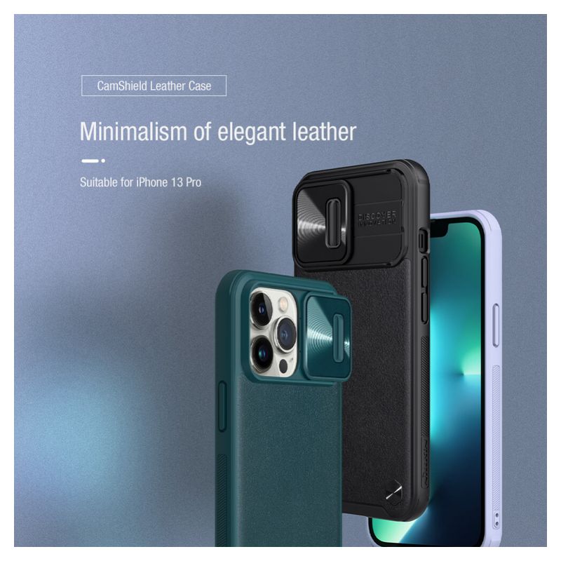 Maskica Nillkin CamShield Leather za iPhone 13 Pro 6.1 ljubicasta